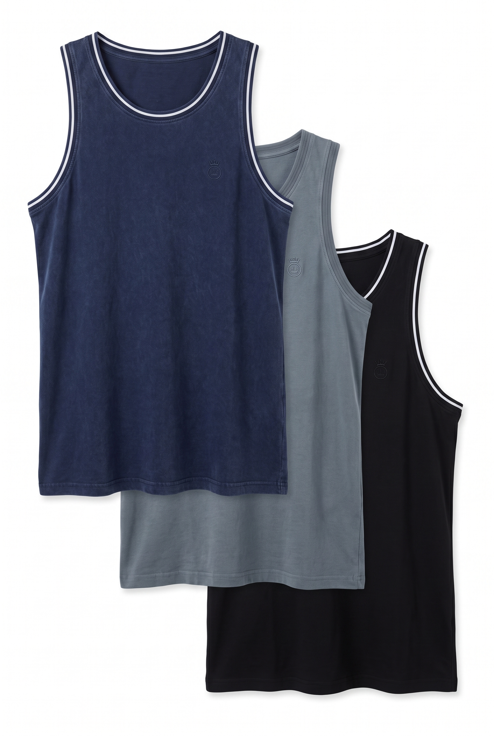 3 Pack Canotte Uomo Taglie Forti Blu Navy Grigia e Nera