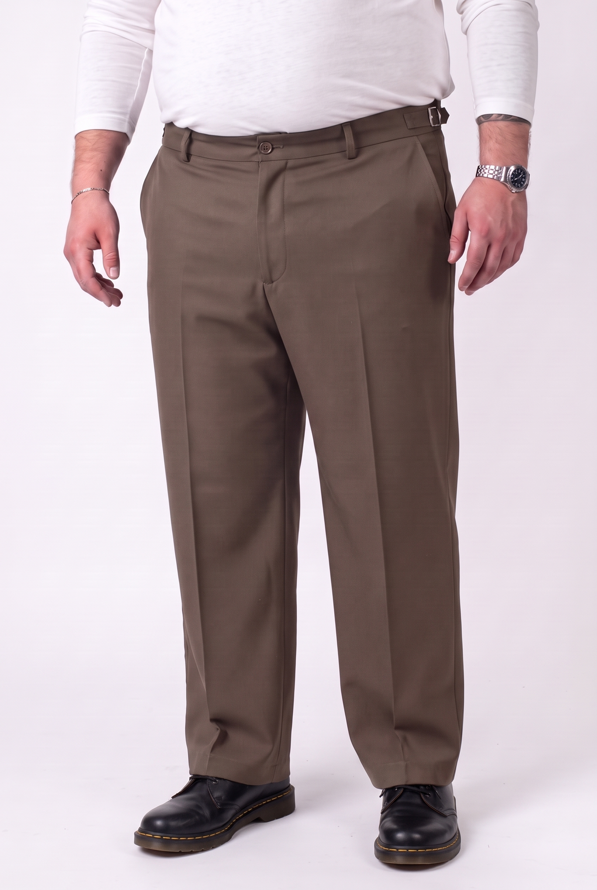Pantalone Elegante Tokyo Fango Gamba Larga Uomo Taglie Forti