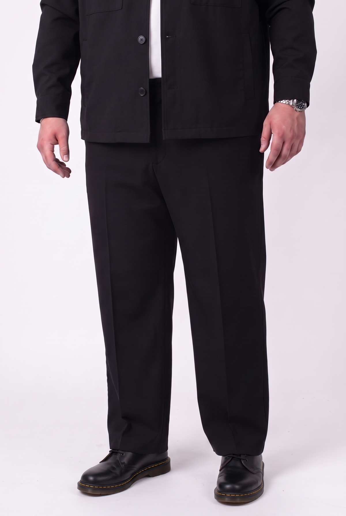 Pantalone Elegante Tokyo Nero Gamba Larga Uomo Taglie Forti