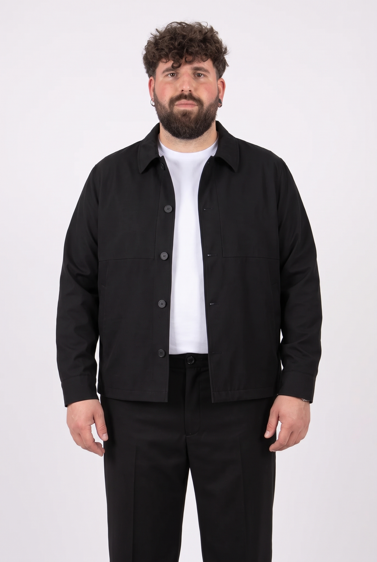 Giacca Shibuya Nera Colletto Classico con Bottoni Uomo Taglie Forti