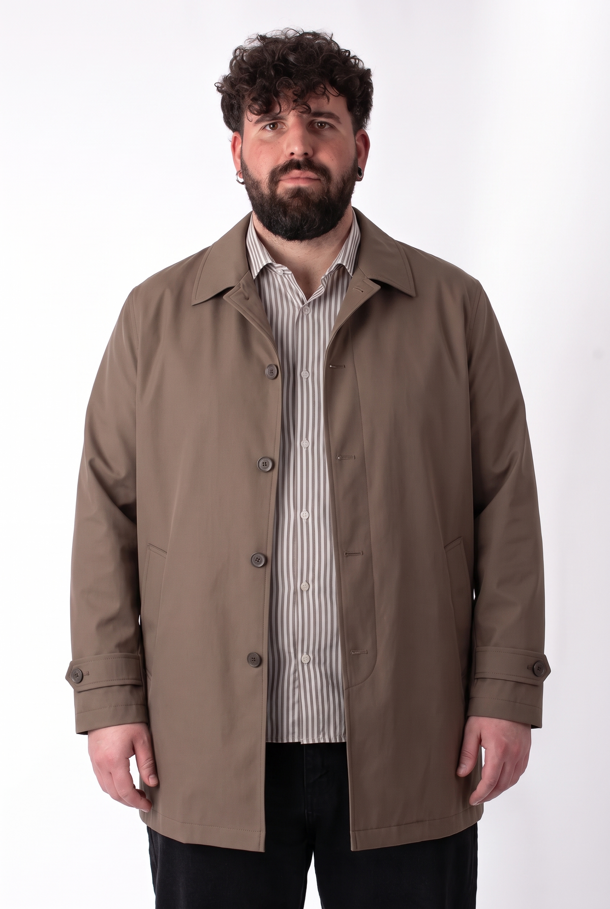 Trench Londra Fango Colletto Classico Bottoni Uomo Taglie Forti