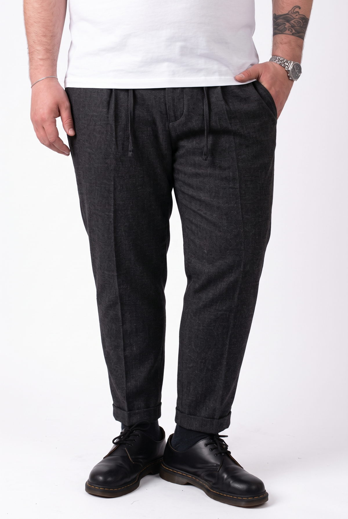 Pantalone Milano Tessuto Invernale Antracite Taglie Forti Uomo