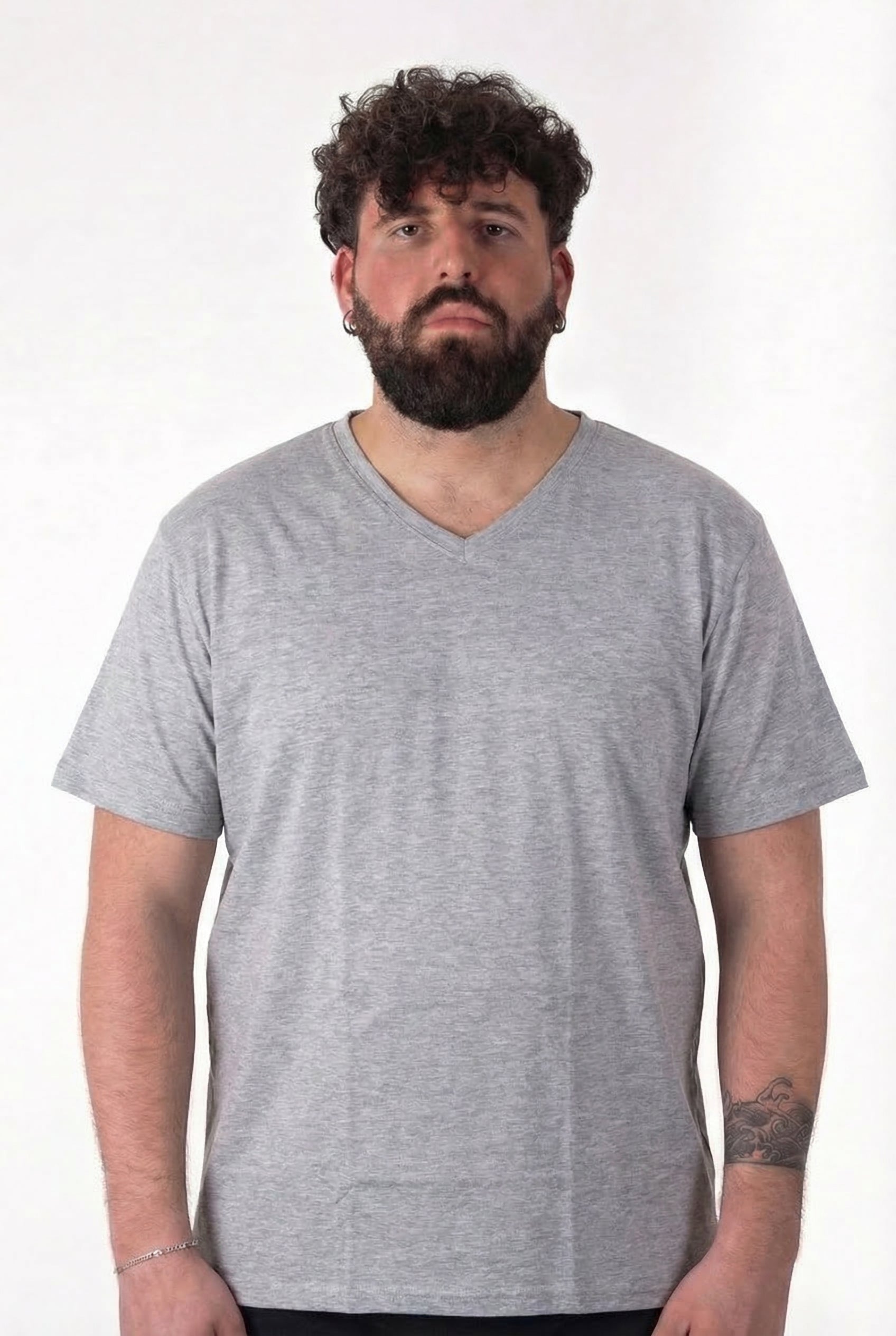 Maglia Intima Scollo a V Maxfort Grigio Cotone Uomo Taglie Forti