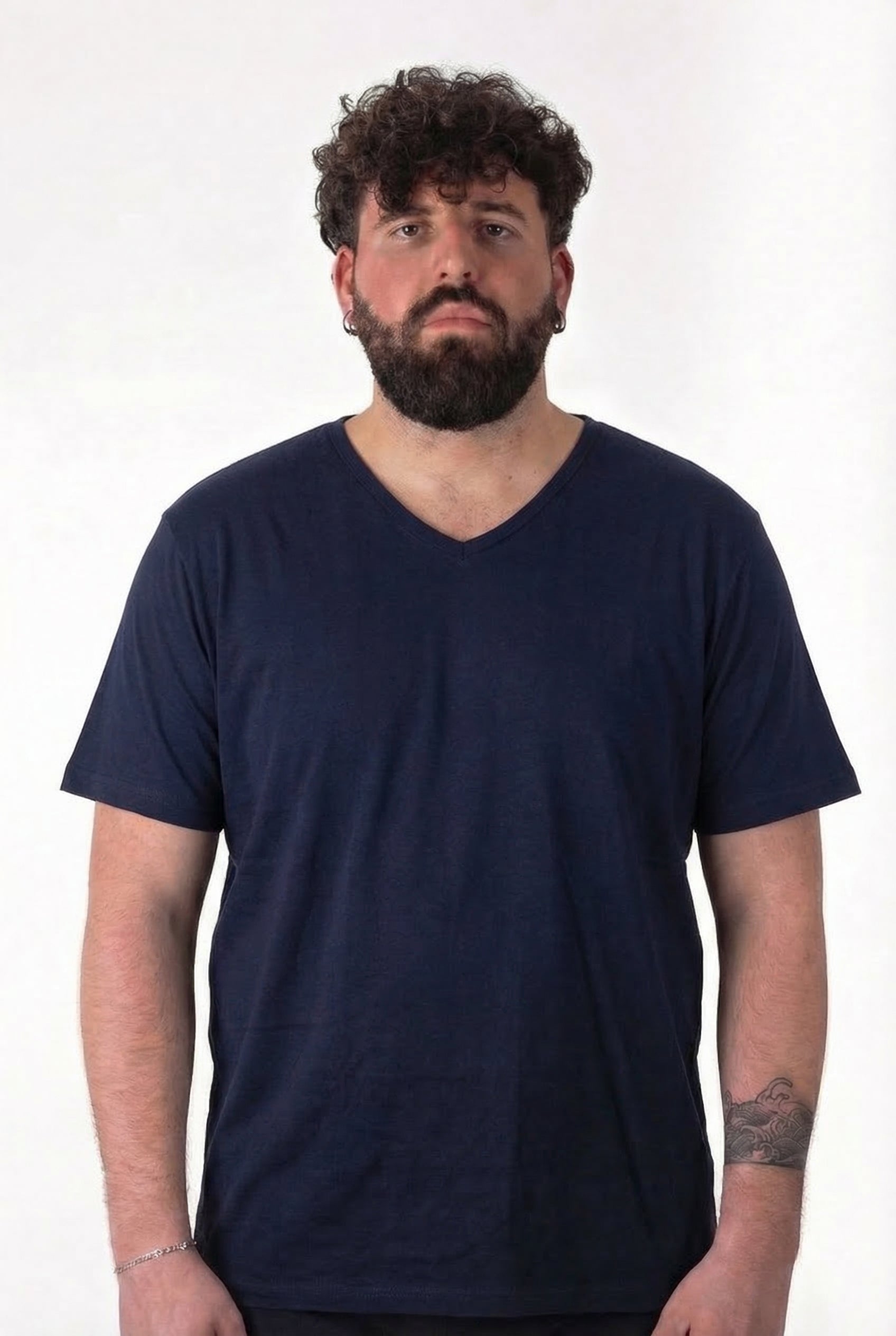 Maglia Intima Scollo a V Maxfort Blu Cotone Uomo Taglie Forti