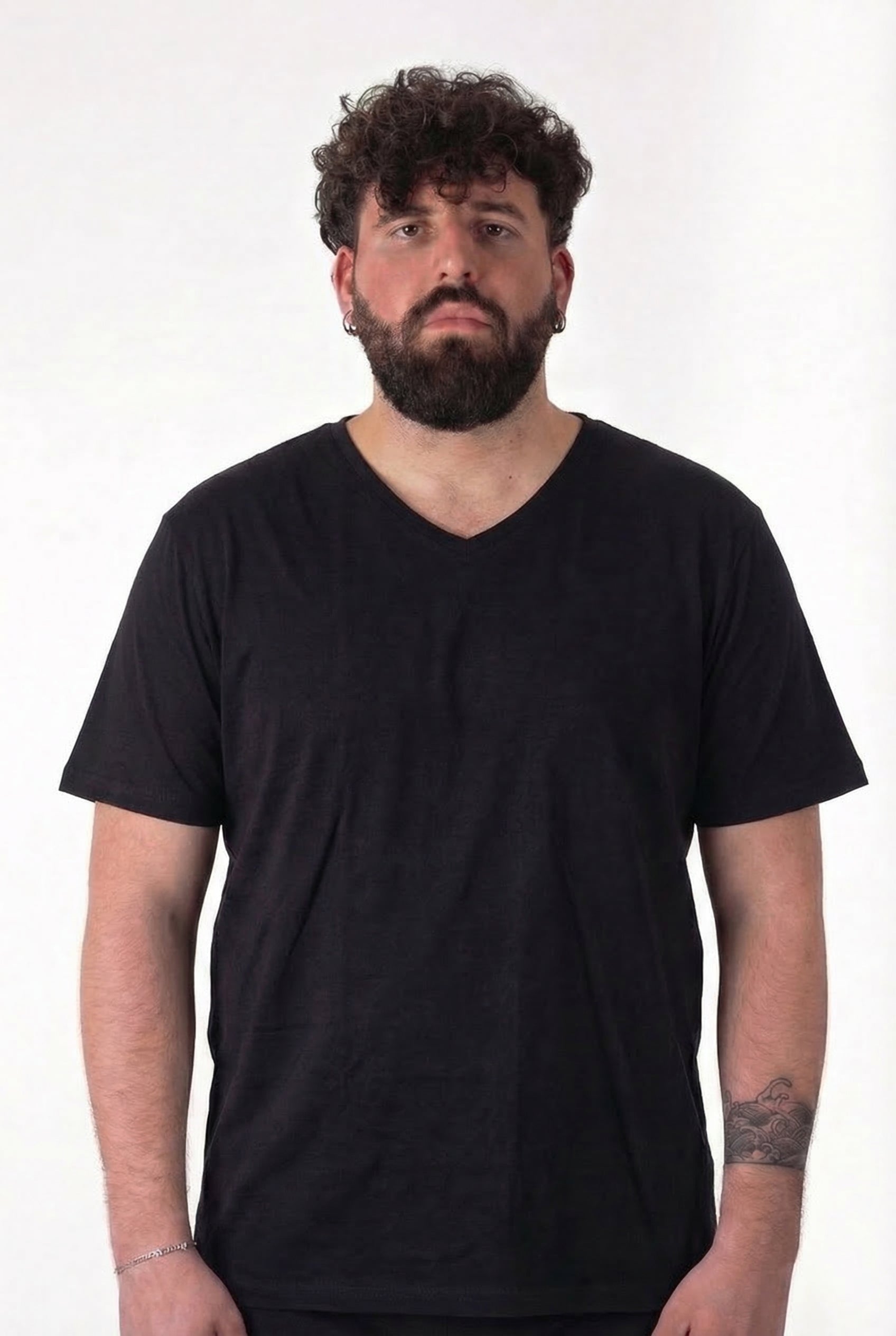 Maglia Intima Scollo a V Maxfort Nera Cotone Uomo Taglie Forti